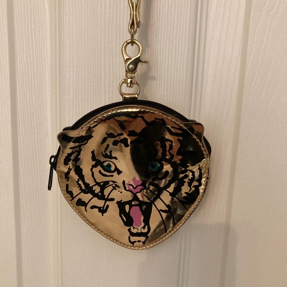 Tiny Crossbody Purse Gold with Cat Design